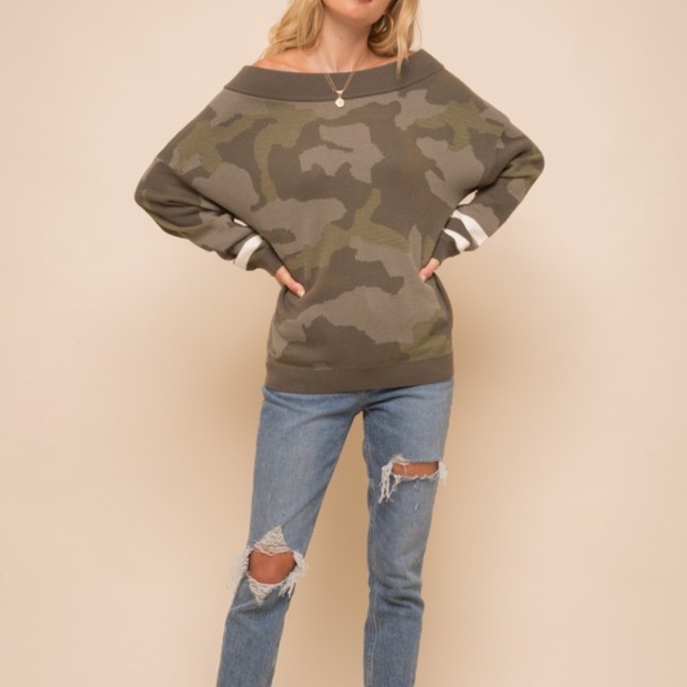 Last 1! NWT CAMOUFLAGE Camo Knit Top - Picture 4 of 13